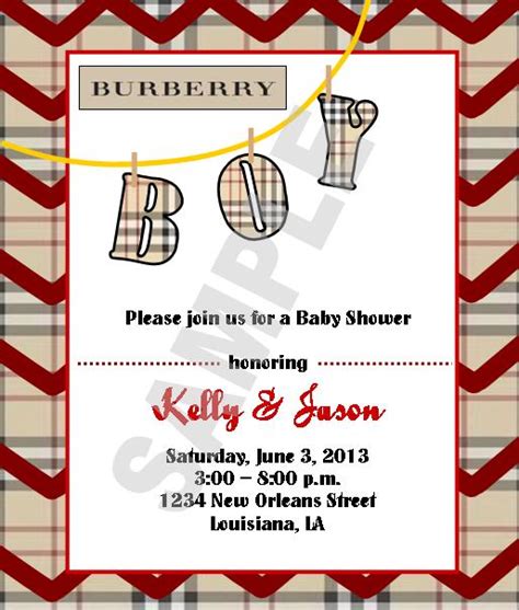 burberry inspired baby shower invitations